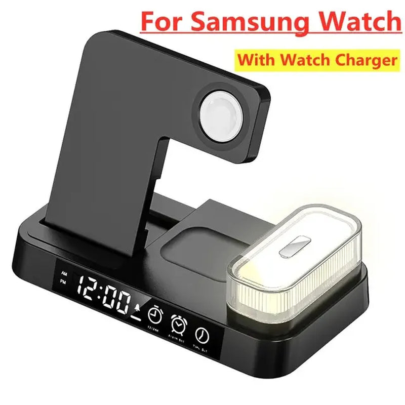 30W 3 in 1 Wireless Charger Stand Pad Alarm Clock Night Light Fast Charging Station Dock for Iphone Samsung Galaxy Watch Iwatch