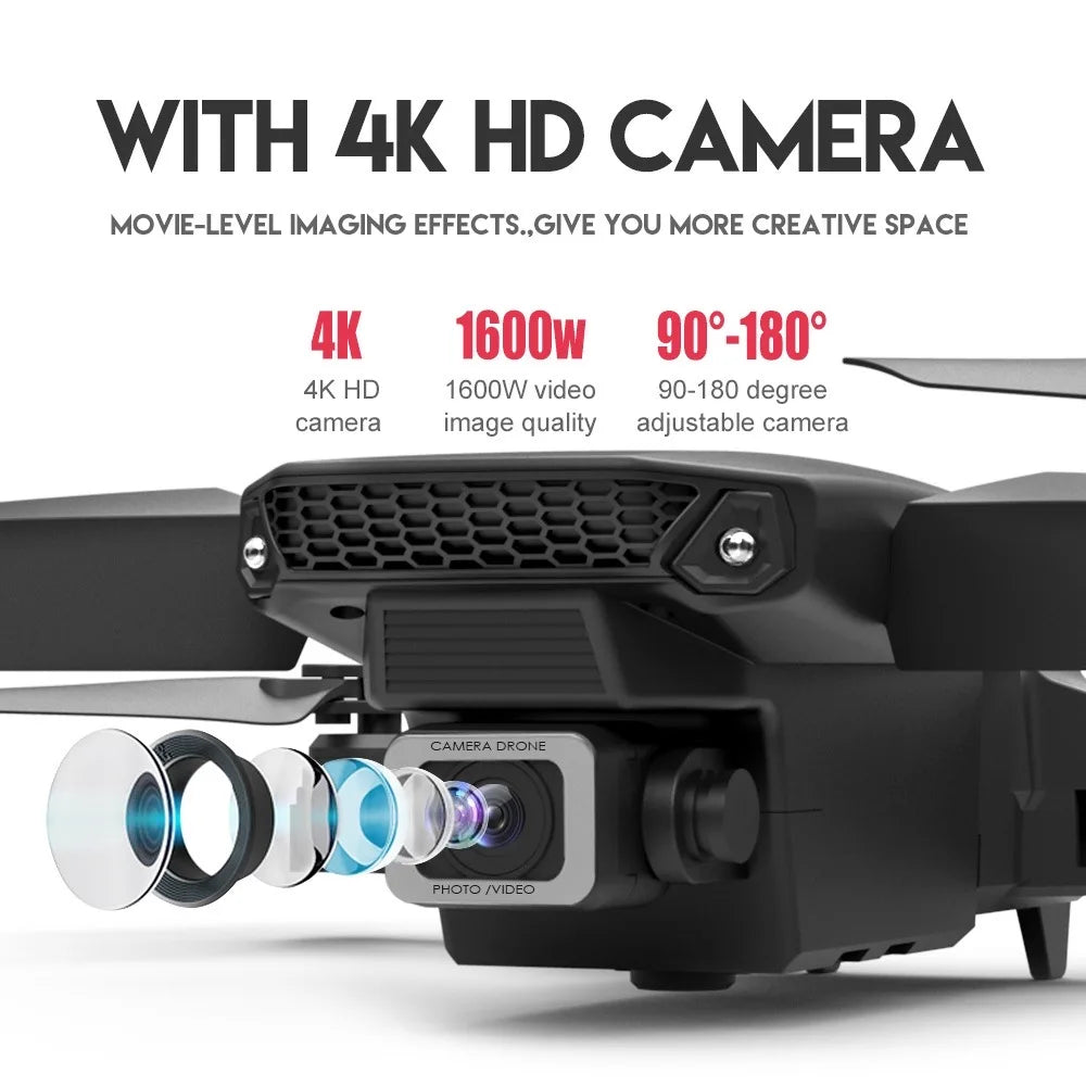 New E88Pro RC Drone 4K Professinal with 1080P Wide Angle Dual HD Camera Foldable RC Helicopter WIFI FPV Height Hold Apron Sell